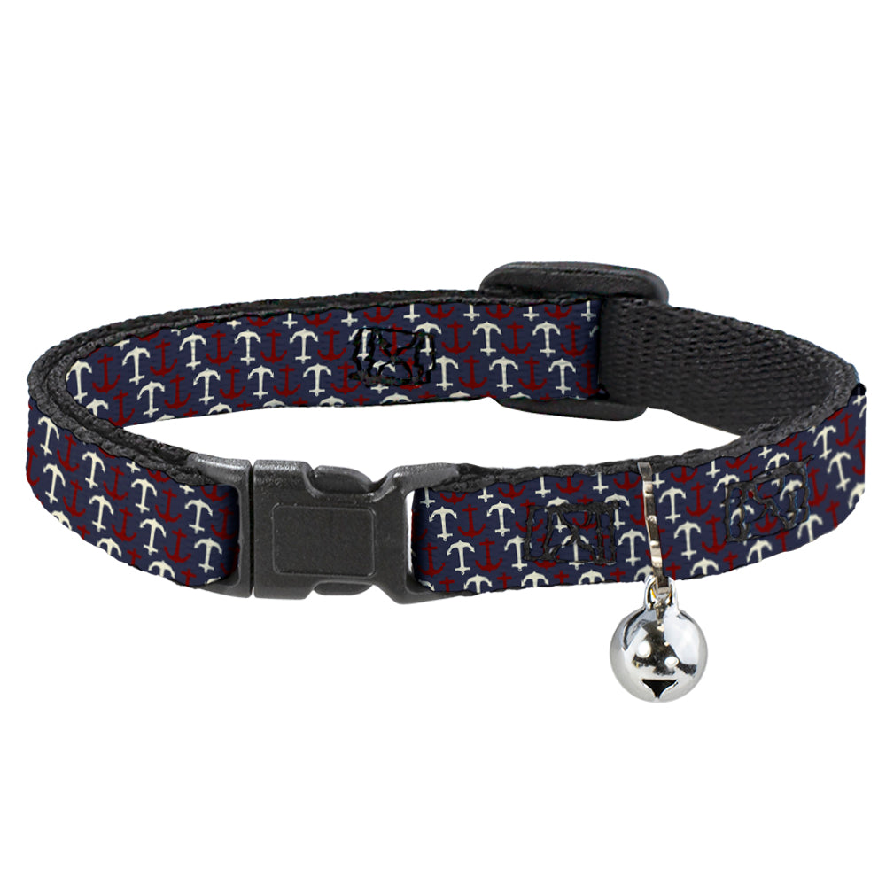 Cat Collar Breakaway - Anchor3 Flip Navy Red Cream Breakaway Cat Collars Buckle-Down   
