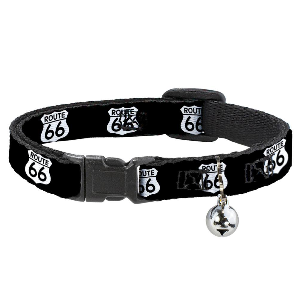 Cat Collar Breakaway - ROUTE 66 Highway Sign Repeat Black White Breakaway Cat Collars Buckle-Down   